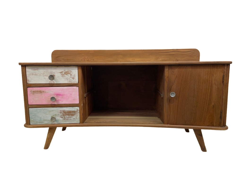 Meuble TV - 3 tiroirs, 1 porte - 125 x 65 x 40 cm