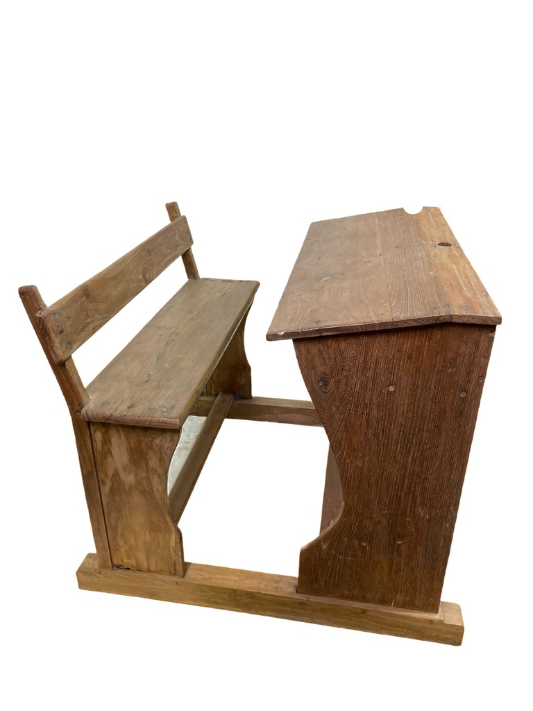 Banc d'École Ancien - 100 x 90 x 100 cm
