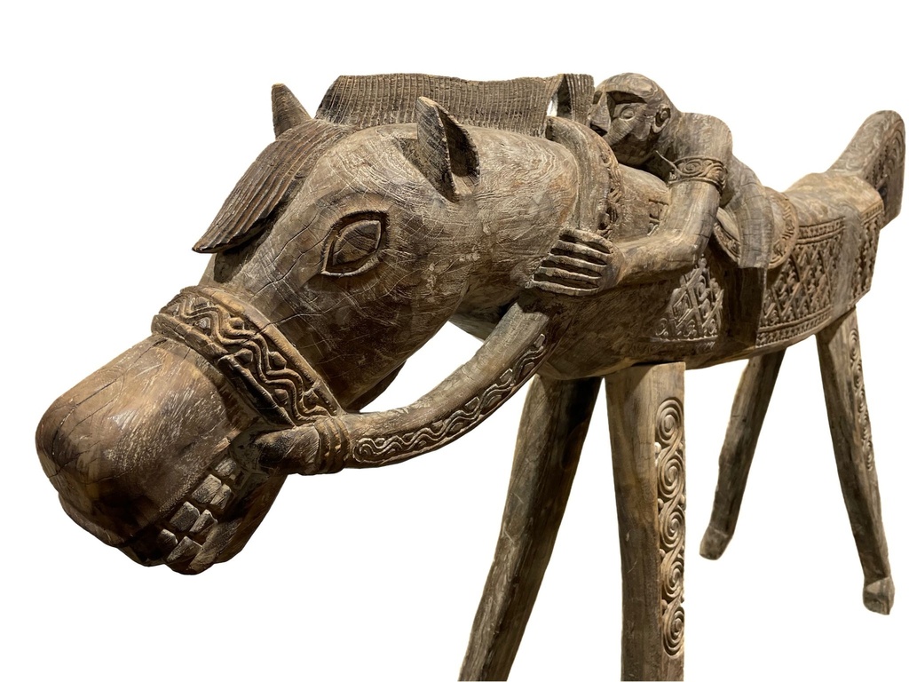 Cheval en Bois Monté d'un Singe - 150 x 240 x 60 cm