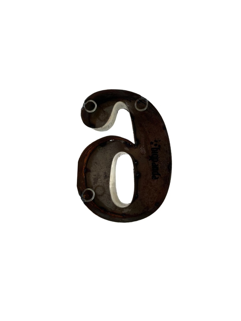 Lettre en Métal - '6' - Petite - 15 cm