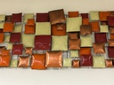 Décoration Murale "Carrés" Orange, Beige & Cuivre - 120 x 50 x 10 cm
