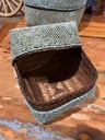 Petite Boite Perlée Bleue - 13 x 16 x 16 cm