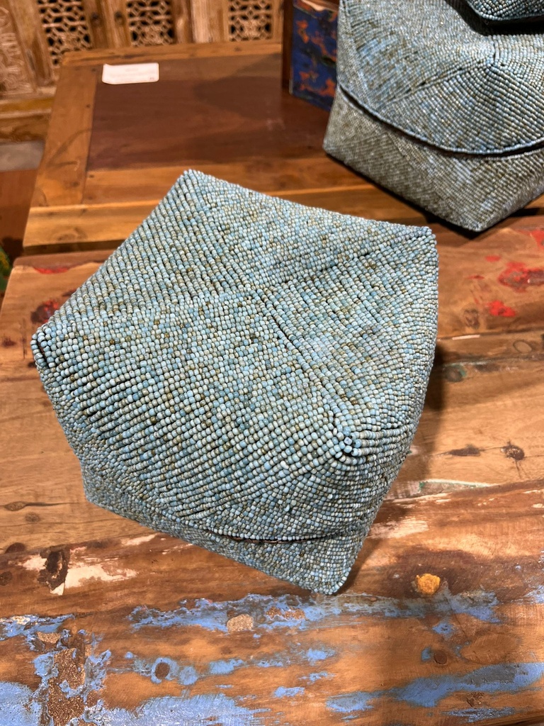 Boite Perlée Bleue - 17 x 20 x 20 cm