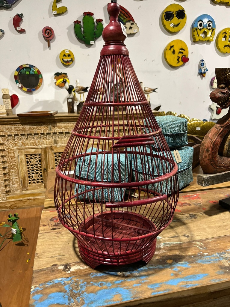 Cage à Oiseau Décorative Bordeaux - 56 x 30 x 30 cm