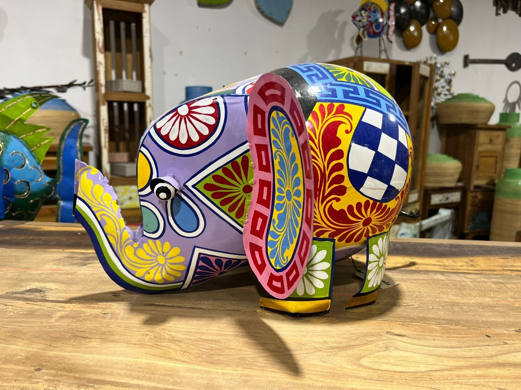Éléphant "Pimp" Peint à la Main - Tirelire - 27 x 38 x 38 cm