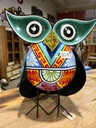 Hibou "Pimp" Peint à la Main - 36 x 30 x 25 cm