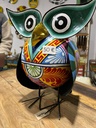 Hibou "Pimp" Peint à la Main - 36 x 30 x 25 cm