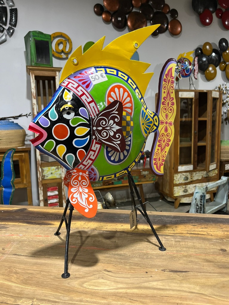 Poisson Dorade "Pimp" Peint à la Main - 60 x 22 x 40 cm