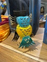Hibou "Lunettes" Vert - 14 x 10 x 4 cm
