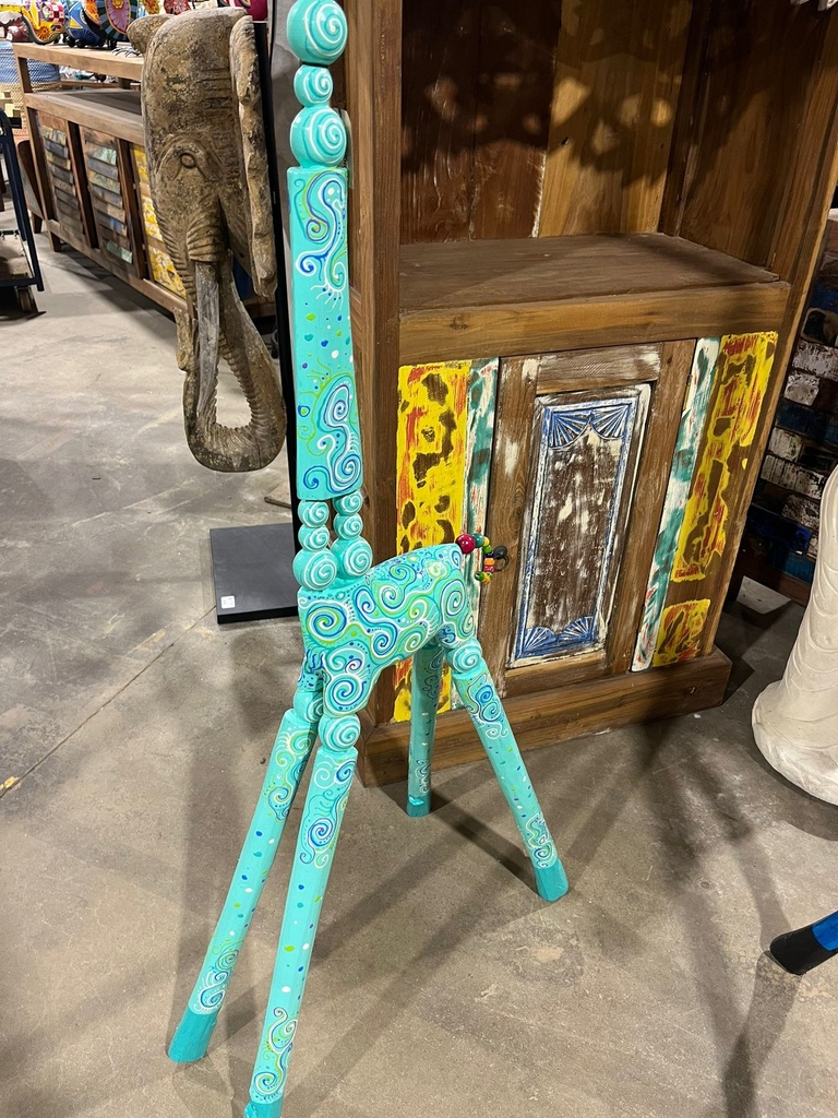 Giraffe Démontable Turquoise Peinte à la Main - 150 x 25 x 30 cm