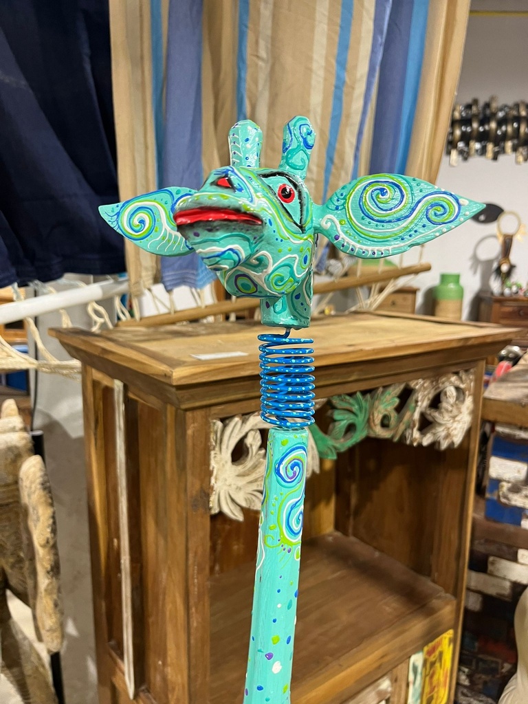 Giraffe Démontable Turquoise Peinte à la Main - 150 x 25 x 30 cm