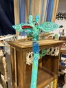 Giraffe Démontable Turquoise Peinte à la Main - 150 x 25 x 30 cm