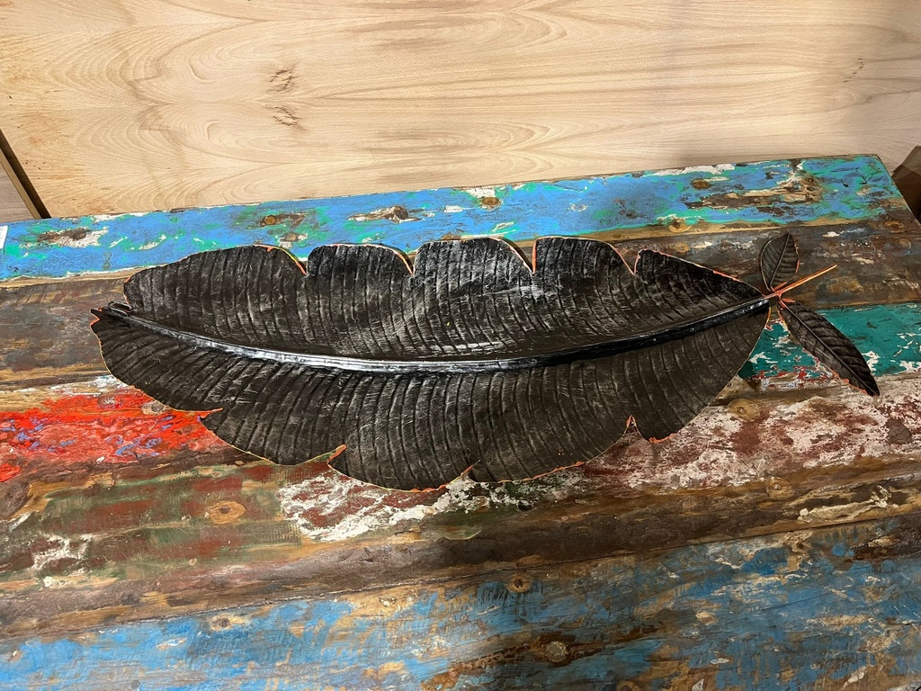 Décoration Murale "Feuille de Bananier" Orange - 88 x 37 x 2 cm