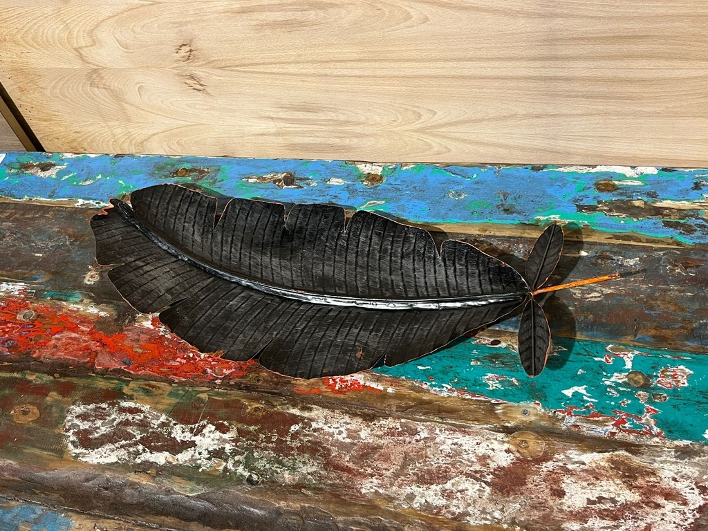 Décoration Murale "Feuille de Bananier" Orange - 65 x 27 x 2 cm