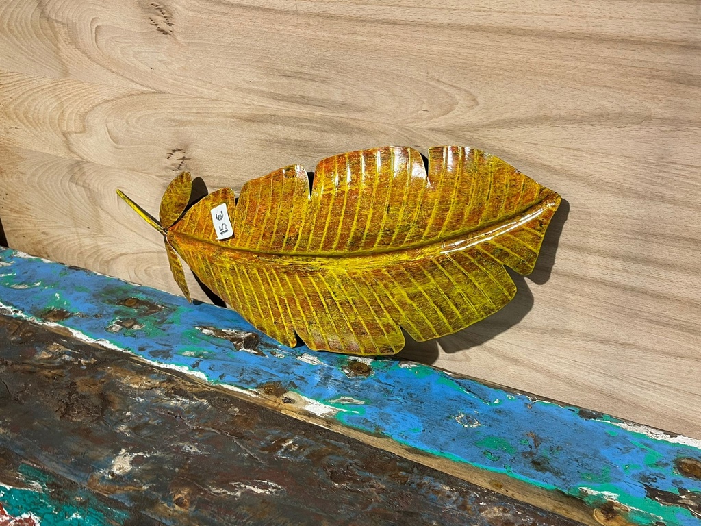 Décoration Murale "Feuille de Bananier" Orange - 55 x 20 x 2 cm