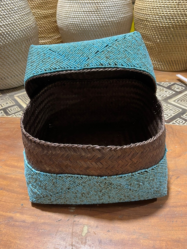 Boite Perlée Bleue - 19 x 29 x 29 cm