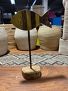 Poisson Sur Socle Upcycling - 43 x 26 x 14 cm