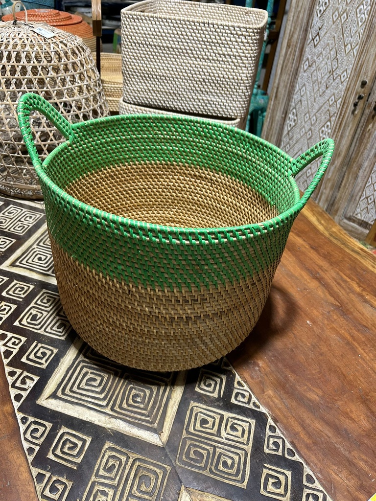Panier Vert avec Anse - 35 x 34 x 34 cm