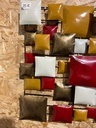 Décoration Murale "Carrés" Rouge, Brune, Dorée et Crème - 50 x 50 x 8 cm