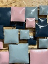 Décoration Murale "Carrés" Grise, Bleue et Rose - 70 x 70 x 8 cm