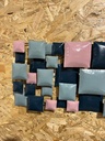 Décoration Murale "Carrés" Bleu, Gris, Rose - 80 x 40 x 8 cm