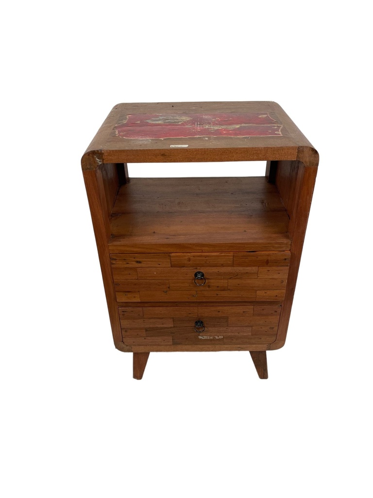 Petite Commode - 2 tiroirs, 1 étagère - 75 x 51 x 40 cm