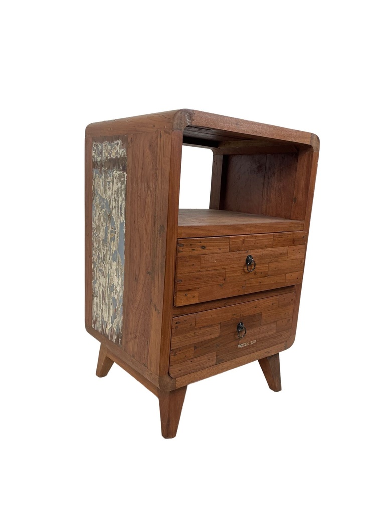Petite Commode - 2 tiroirs, 1 étagère - 75 x 51 x 40 cm