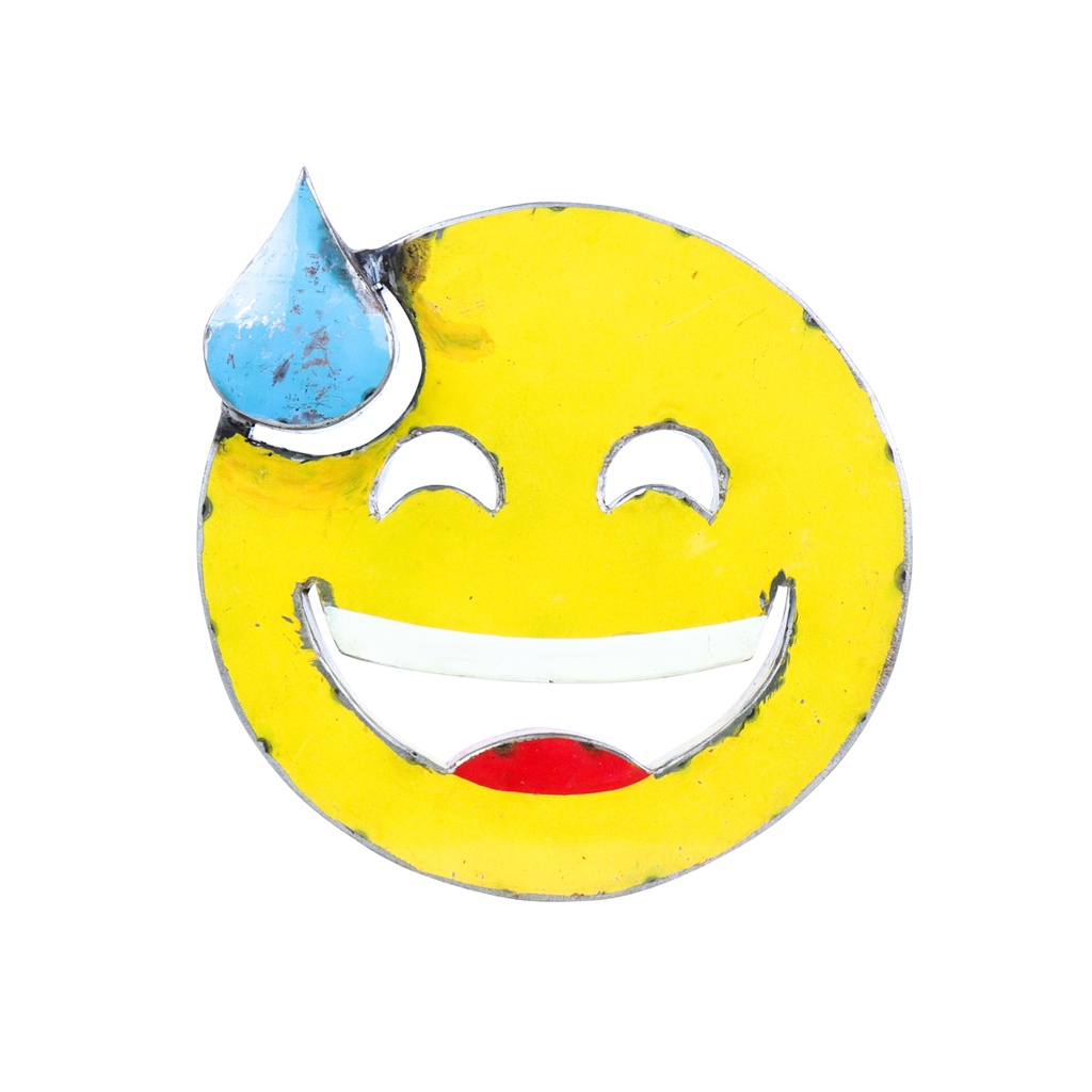 Emoji Upcycling - Visage souriant avec une goutte de sueur - 30 cm