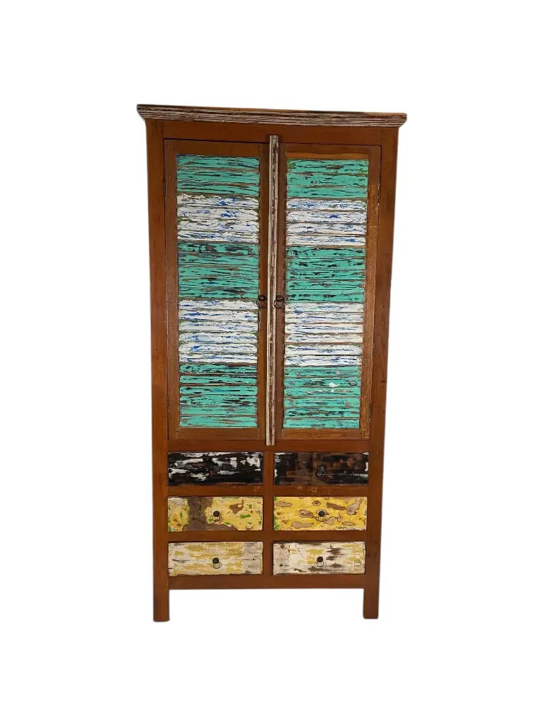 Armoire - 2 portes, 6 tiroirs - 192 x 93 x 49 cm.webp