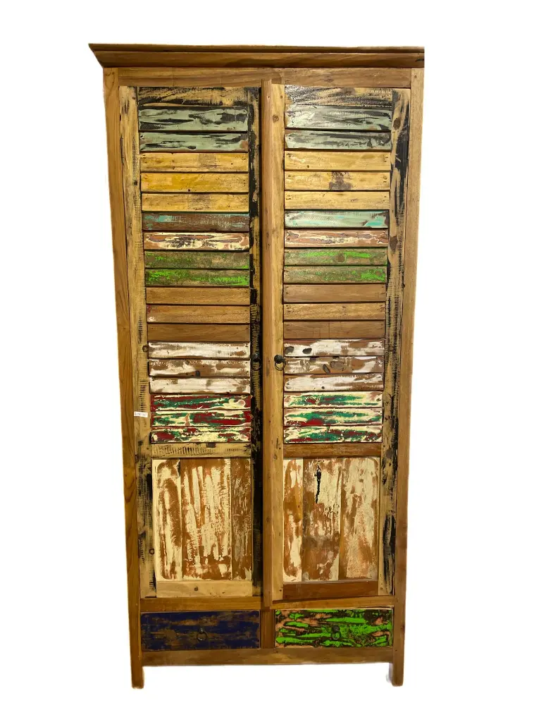 Armoire - 2 tiroirs, 2 portes, 3 étages - 85 x 175 x 54 cm.webp