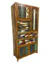 Armoire marquetée et sculptée - 4 portes, 7 tiroirs - 200 x 100 x 45 cm.webp