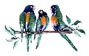 Décoration Murale 'Pimp 3 Birds On Tree' - Bleu & Orange - 50 x 30 x 3,5 cm.webp