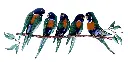 Décoration Murale 'Pimp 5 Birds On Tree' - Bleu & Orange - 75 x 33 x 3,5 cm.webp