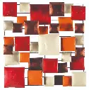 Décoration Murale 'Pimp Carré' - Orange, Rouge, Cuivre & Crème - 50 x 50 x 5 cm.webp