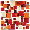 Décoration Murale 'Pimp Carré' - Orange, Rouge, Cuivre & Crème - 70 x 70 x 5 cm.webp