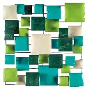 Décoration Murale 'Pimp Carré' - Turquoise, Vert Clair, Vert Foncé & Crème - 50 x 50 x 5 cm.webp