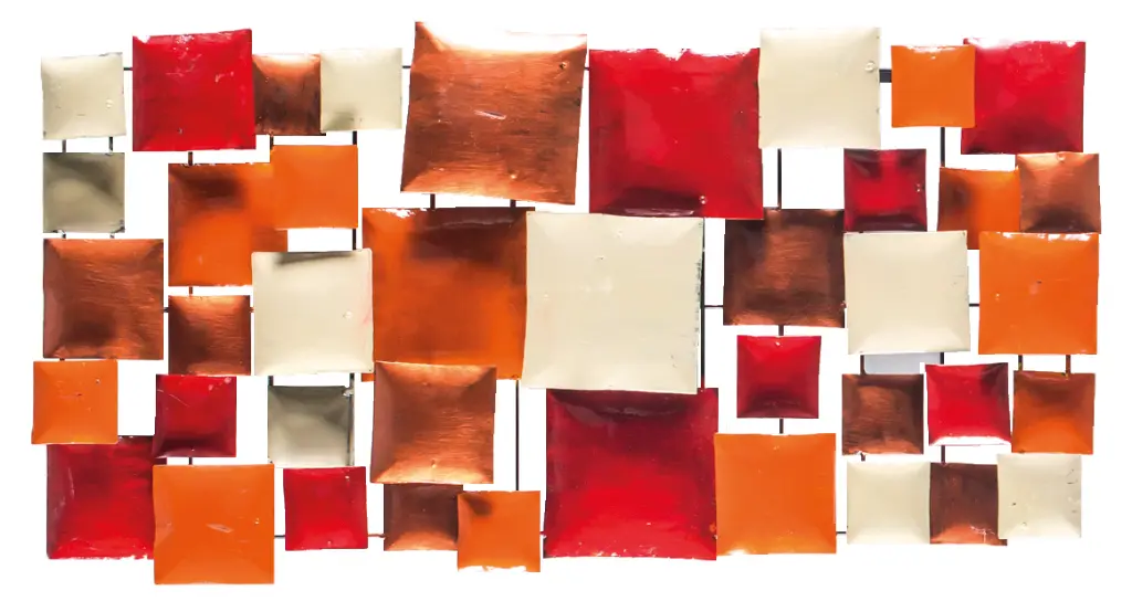Décoration Murale 'Pimp Rectangle' - Orange, Rouge, Cuivre & Crème - 80 x 40 x 5 cm.webp