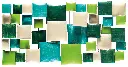 Décoration Murale 'Pimp Rectangle' - Turquoise, Vert Clair, Vert Foncé & Crème - 80 x 40 x 5 cm.webp