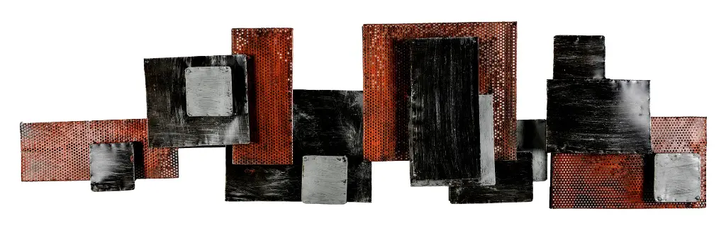 Décoration Murale 'Pimp Skyline' - Noir, Argent & Cuivre - 120 x 35 x 7 cm.webp