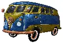 Décoration Murale 'Pimp VW Combi' - Bleu Royal & Or - 65 x 43 x 2,5 cm.webp