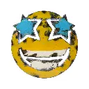 Emoji - 🤩 - Visage avec des étoiles à la place des yeux - 28 x 28 x 4 cm.webp