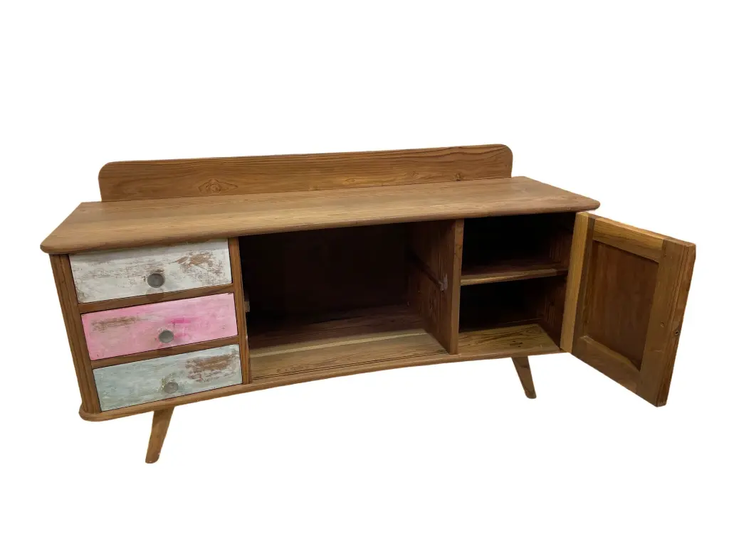 Meuble TV - 3 tiroirs, 1 porte - 125 x 65 x 40 cm.webp