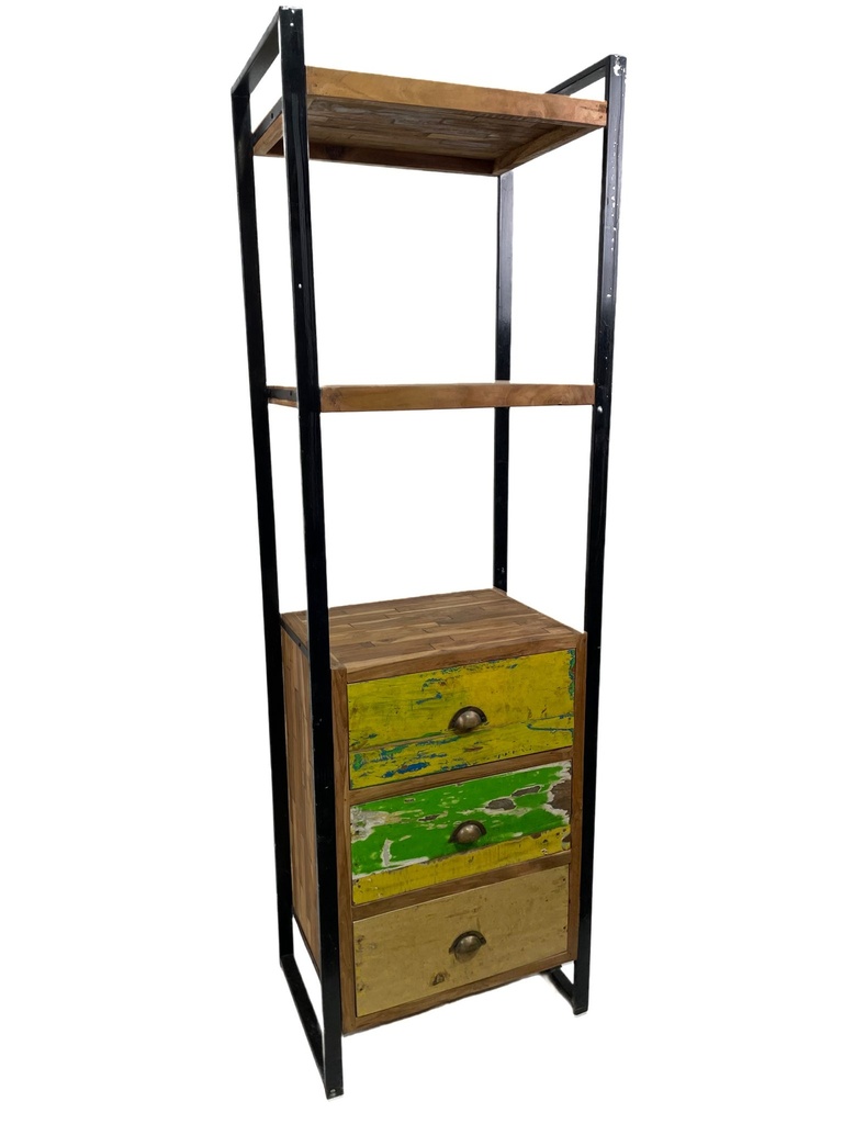 Étagère - 3 tiroirs, 3 rangements - 60 x 180 x 40 cm