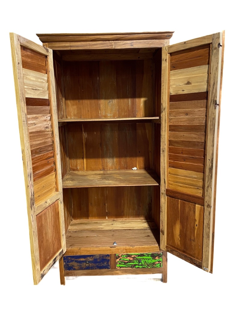 Armoire - 2 tiroirs, 2 portes, 3 étages - 85 x 175 x 54 cm