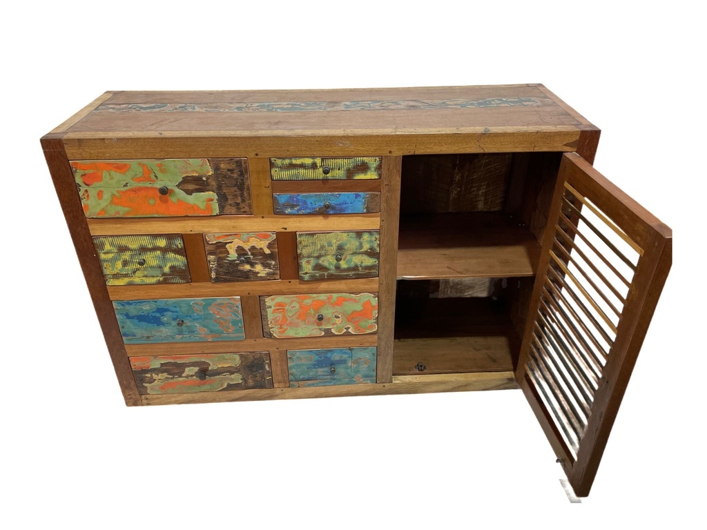 Buffet - 10 tiroirs, 1 porte - 120 x 40 x 80 cm