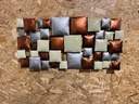 Décoration Murale "Carrés" Cuivre, Crème et Argentée - 80 x 40 x 8 cm