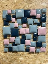 Décoration Murale "Carrés" Grise, Bleue et Rose - 70 x 70 x 8 cm