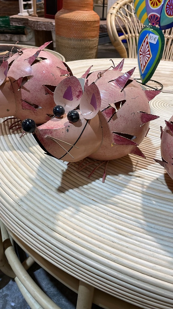 Gros Hérisson Saumon - Photophore - 20 x 30 x 16 cm