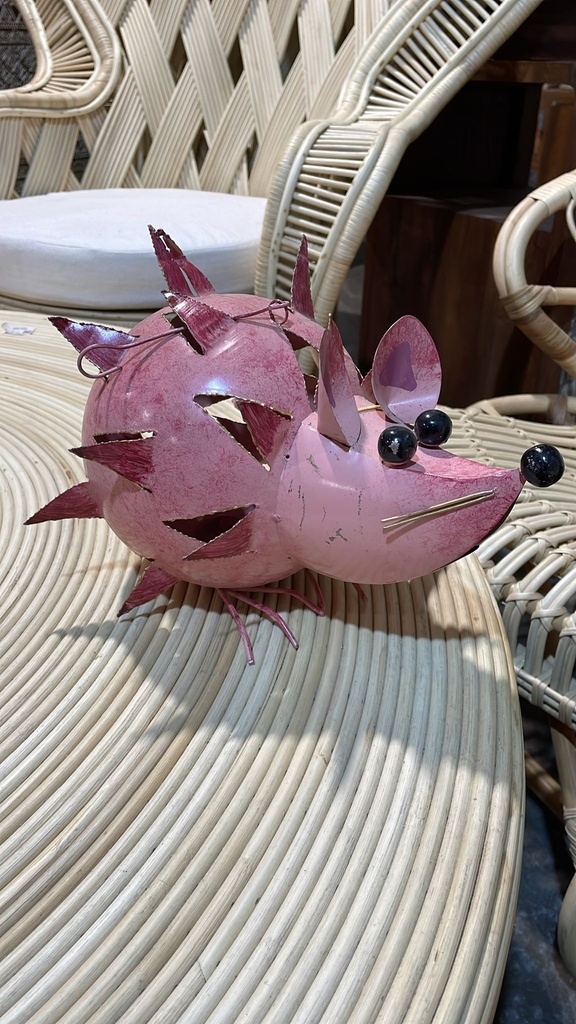Gros Hérisson Rose - Photophore - 20 x 30 x 16 cm