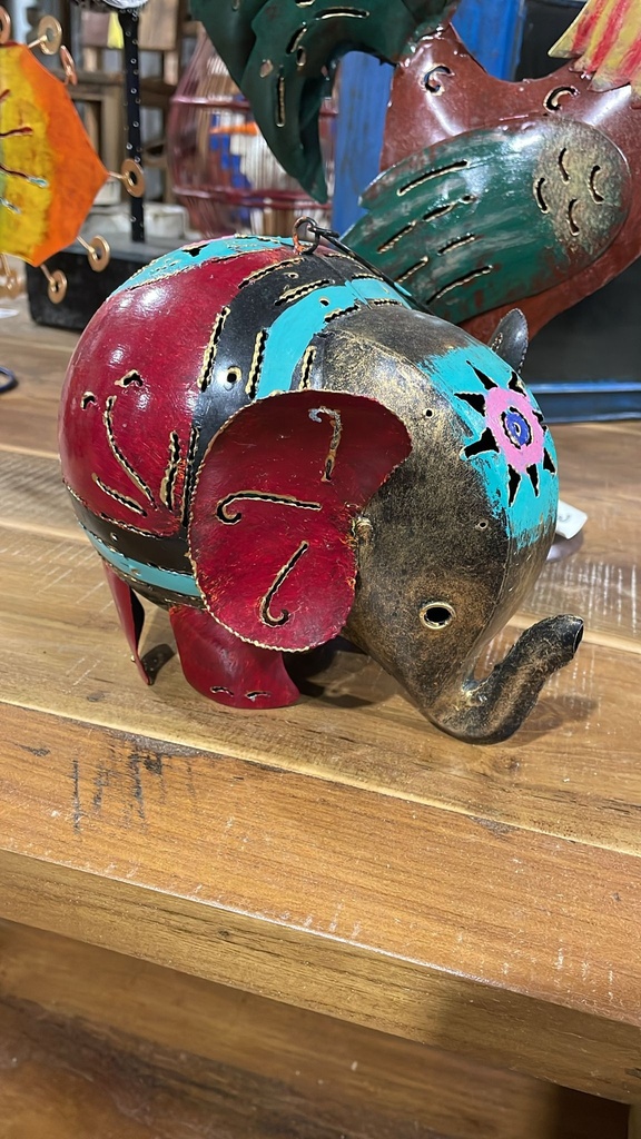Éléphant Bordeaux - Photophore - 18 x 20 x 16 cm